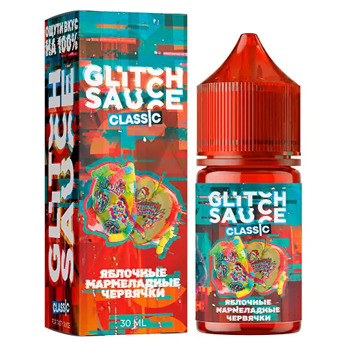 Яблочные мармеладные червячки 20мг Glitch Sauce Classic SALT 30мл Жидкость