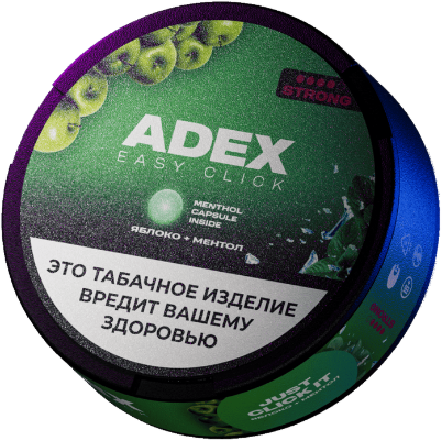 Жевательный табак ADEX CLICK 9гр. ЯБЛОКО+МЕНТОЛ STRONG