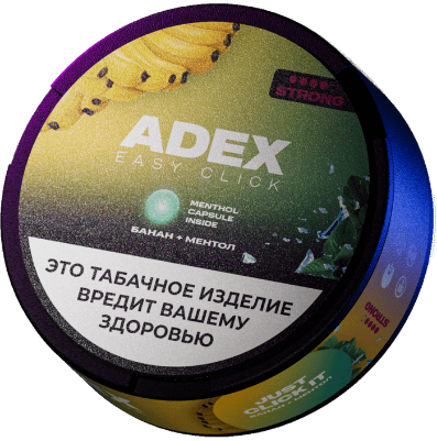 Жевательный табак ADEX CLICK 9гр. БАНАН+МЕНТОЛ STRONG