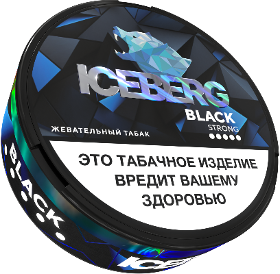 Жевательный табак ICEBERG BLACK 10гр SLIM Фруктовая жвачка STRONG М