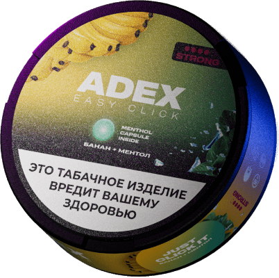 Жевательный табак ADEX CLICK 9гр. БАНАН+МЕНТОЛ STRONG