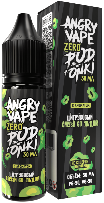 Жидкость для ЭСДН Angry Vape X PODONKI Zero 30мл 0мг Цитрусовый смузи со льдом