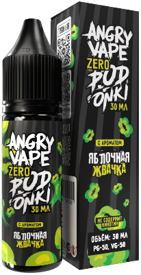 Жидкость для ЭСДН Angry Vape X PODONKI Zero 30мл 0мг Яблочная жвачка