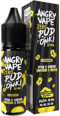 Жидкость для ЭСДН Angry Vape X PODONKI Zero 30мл 0мг Лимон и лайм с мятой