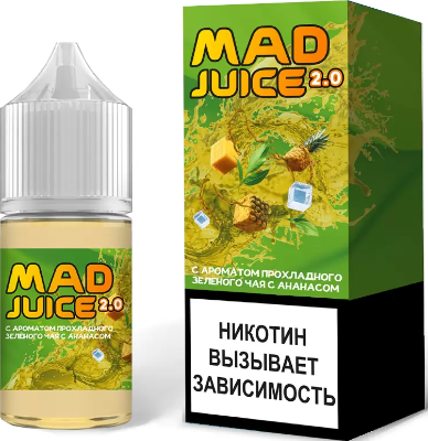 Жидкость для ЭСДН Mad juice SALT 30мл 20мг Прохладный Зелёный Чай с Ананасом