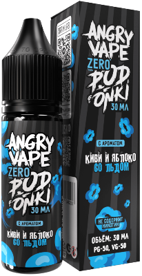 Жидкость для ЭСДН Angry Vape X PODONKI Zero 30мл 0мг Киви и яблоко со льдом