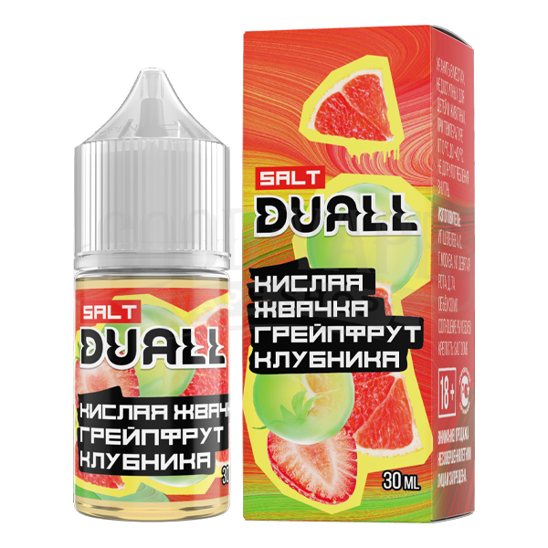 Кислая жвачка, грейпфрут, клубника 20мг DUALL SALT 30мл Жидкость