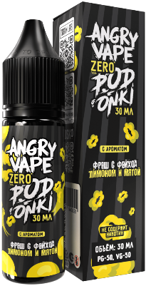 Жидкость для ЭСДН Angry Vape X PODONKI Zero 30мл 0мг Лимон и лайм с мятой
